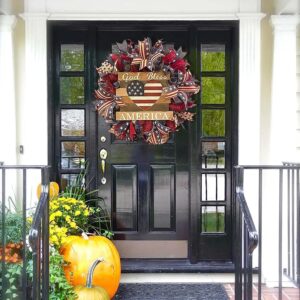 250th Anniversary Patriotic Wreath, Memorial Wreath 3D Eagle Wreath Front Door, Red White and Blue Wreath All Weather Farmhouse, Yard Garden Outdoor Holiday Decoration (A)