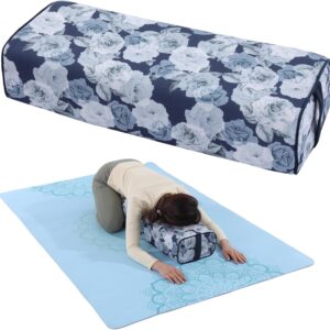 MABOZOO Printed Yoga Bolster Pillow, Triple-Layer Bolster Pillow with Canvas Cover, Rectangular Meditation Cushion for Restorative, Meditation