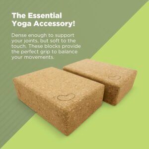 Bean Products Yoga Blocks, Standard & Large Sizes – Studio Grade, Non-Slip, Made from Eco Friendly Materials – 100% Natural Cork or Foam – Improves Stability & Alignment – Single Block or 2 Pack Sets