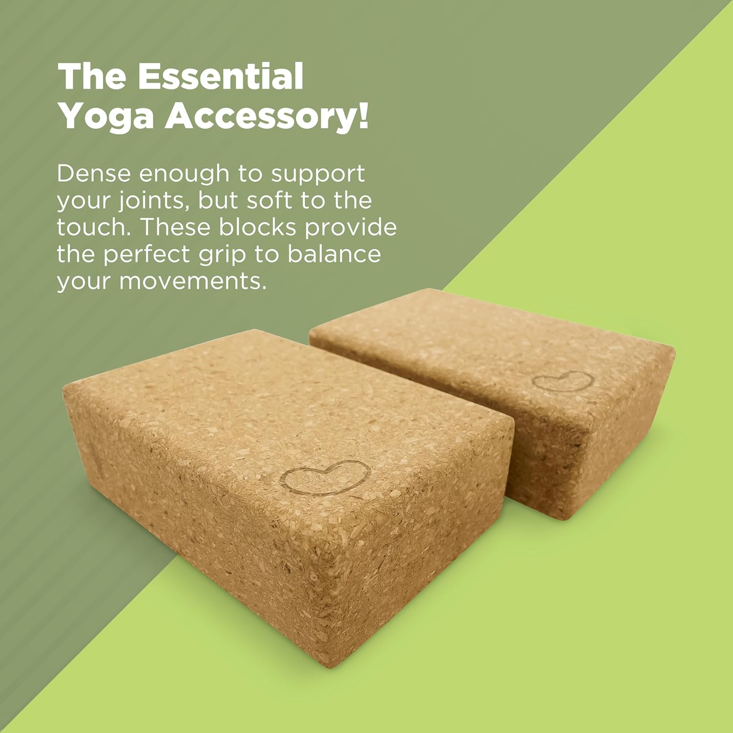 Bean Products Yoga Blocks, Standard & Large Sizes - Studio Grade, Non-Slip, Made from Eco Friendly Materials - 100% Natural Cork or Foam - Improves Stability & Alignment - Single Block or 2 Pack Sets - Image 2