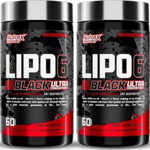 Nutrex Research Lipo-6 Black Ultra Concentrate Thermogenic Fat Burner Supplement, Increase Weight Loss, Energy & Intense Focus 120 Diet Pills