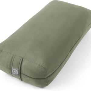 Meditation Cushion Bolster Pillow for Restorative Yoga – Supportive Cushion for Meditation, Pilates, and Relaxation – Filled with Buckwheat Hulls – Removable Cover