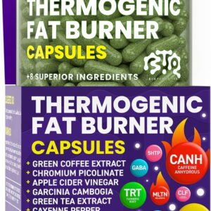 Thermogenic Fat Burner Capsules – Weight Loss Pills for Women & Men, Appetite Suppressant, Metabolism Booster – Green Tea, Coffee Extract, Garcinia Cambogia – Diet Pills for Weight Loss – 60 Capsules