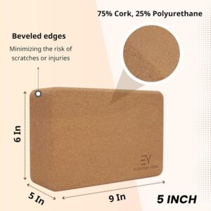 Everyday Yoga Premium Cork Block – Natural Cork, Improve Strength, Flexibility with Soft Brick Workout Handstand, (Single)