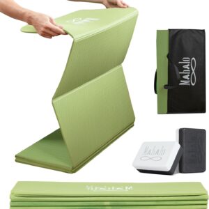 Foldable Yoga Mat + Carry Bag, 6mm 7-fold Workout Mat, Easy to Store, Anti-Slip Folding Exercise Mat for Yoga, Pilates, Home Workouts, and Floor Exercises