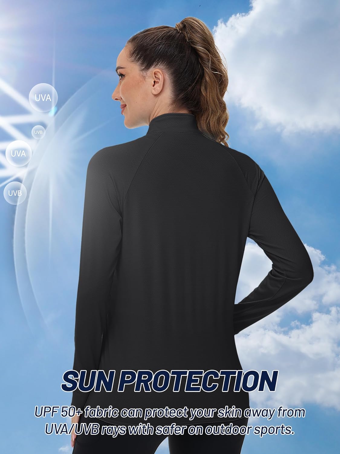 TACVASEN Women's Athletic Jackets Lightweight UV Protection Shirts Full Zip Workout Jacket UPF 50+ Long Sleeve Sun Shirt - Image 4