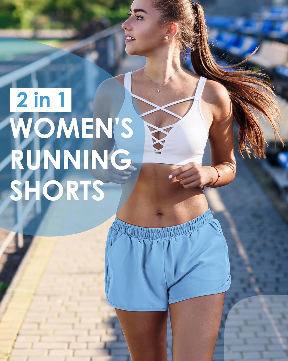 Womens Running Shorts with Liner Womens 2 in 1 Athletic Shorts Quick Dry Shorts with Pockets for Walking Gym Hiking - Image 6