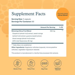 Youtheory Slimming Citrus Fruit – Vegan Health Supplement with Chromium – Supports Overall Wellness* – Dairy, Soy & Gluten Free – 60 Vegetarian Capsules