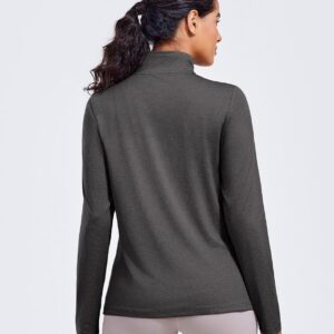 PINSPARK Workout Tops for Women Long Sleeve Athletic Shirt Quarter Zip Running Shirts Stretchy UPF 50+ Yoga Hiking Tee Top