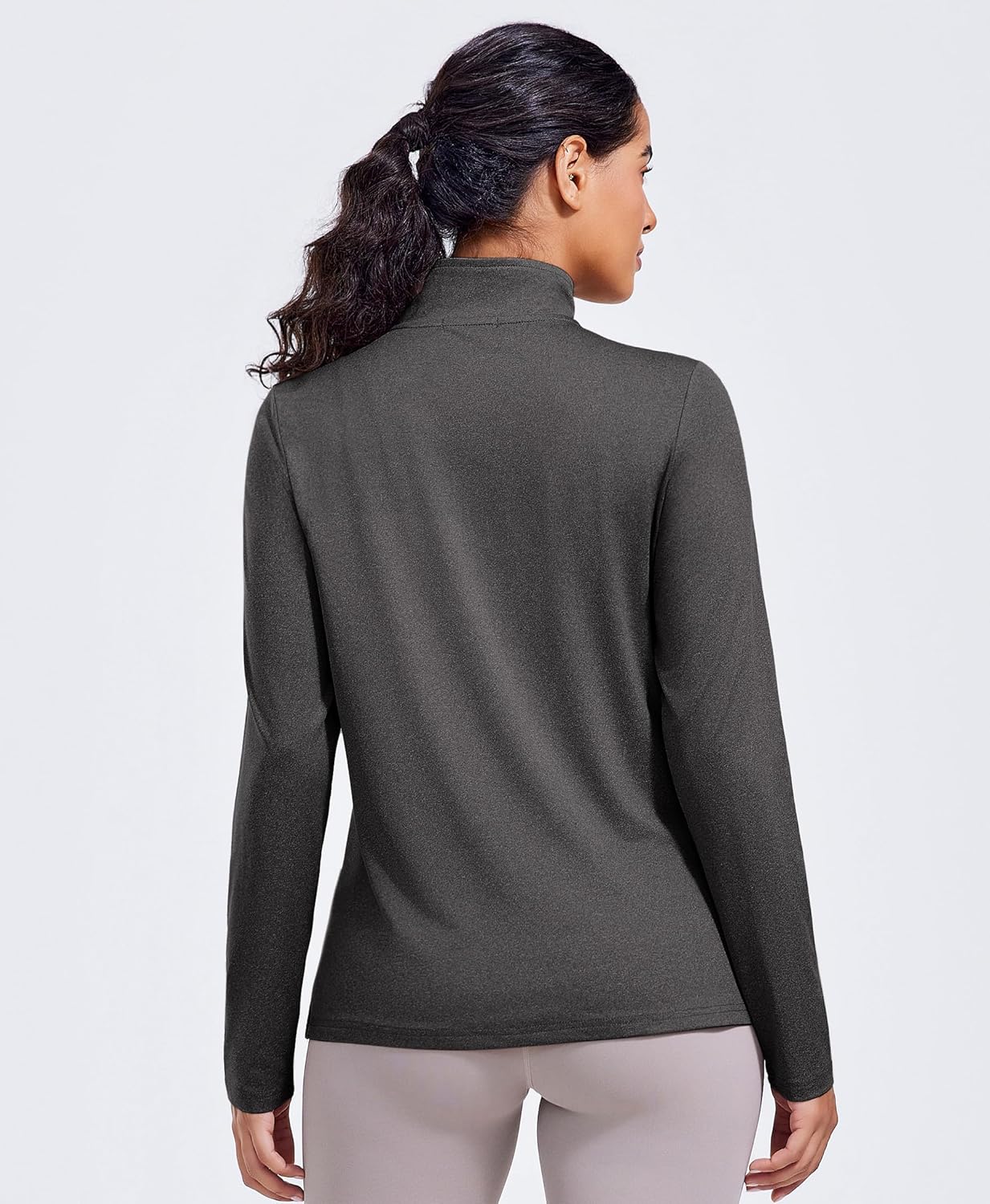 PINSPARK Workout Tops for Women Long Sleeve Athletic Shirt Quarter Zip Running Shirts Stretchy UPF 50+ Yoga Hiking Tee Top - Image 2