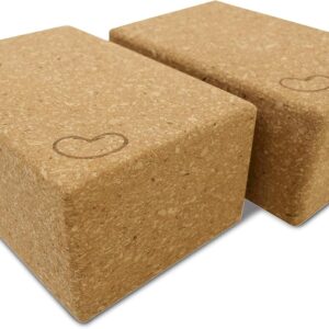 Bean Products Yoga Blocks, Standard & Large Sizes – Studio Grade, Non-Slip, Made from Eco Friendly Materials – 100% Natural Cork or Foam – Improves Stability & Alignment – Single Block or 2 Pack Sets