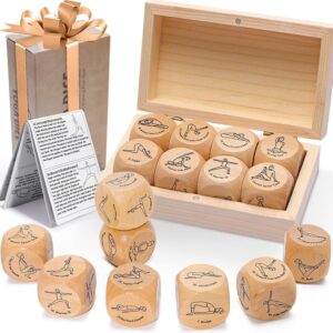 Garybank Yoga Dice in Wooden Gift Box with Practice Guide, 8 Workout Exercise Dice, Tons of Possible Combinations, Yoga Accessories Gifts for Beginners Women, Mindfulness Meditation Gifts,Fitness Dice