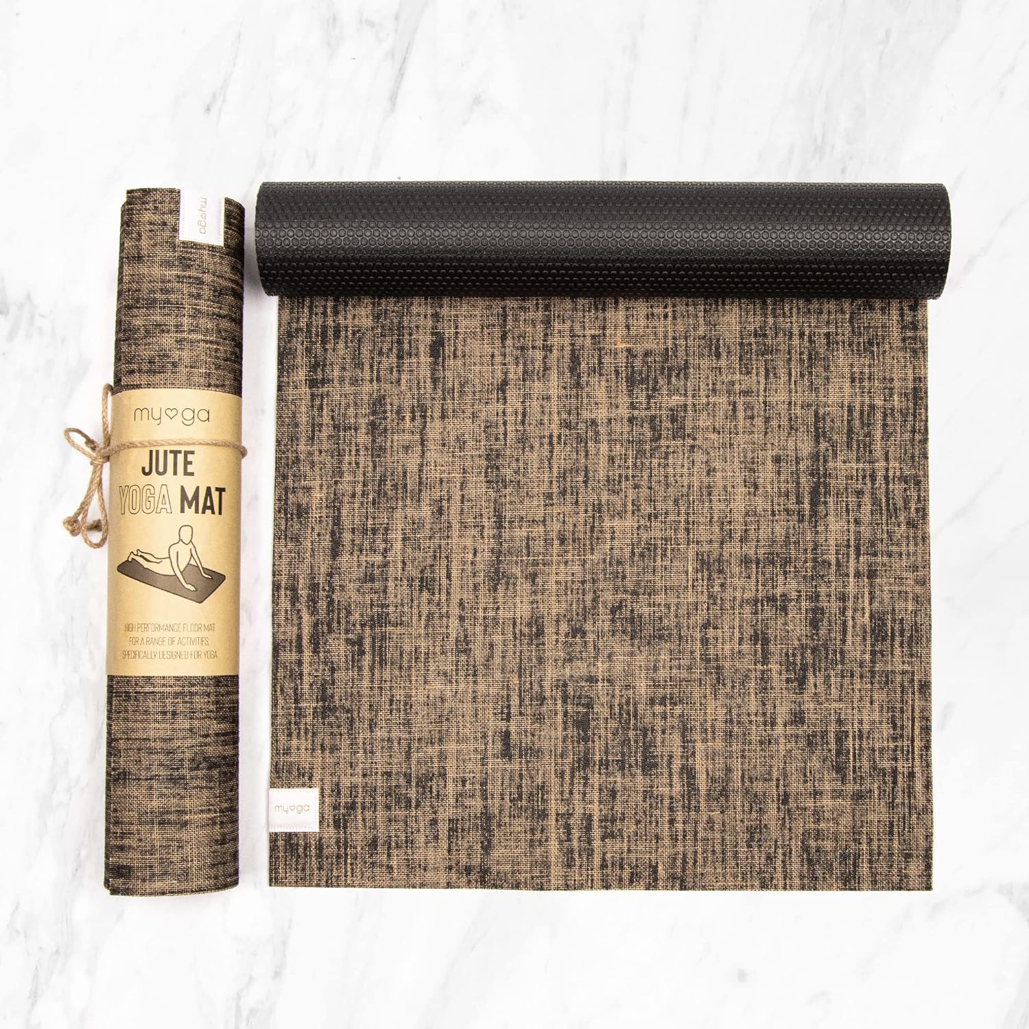 Myga Jute Yoga Mat, High Performance Vegan Floor Exercise Mat, Eco Friendly Biodegradable Yoga Mat with PVC Backing,72" x 24", 0.2" Thickness - Image 2