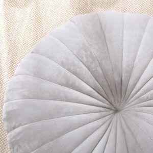 Floor Pillow Meditation Cushion Round Large Floor Pillows Seating for Adults, Velvet Thick Floor Cushions for Yoga Living Room Balcony Outdoor Tatami 18inch（Grey）