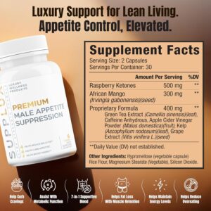PREMIUM Male Appetite Suppressant – Weight Loss Pills, Fat Burner for Men, GLP-1 Pathway Support – Can Help Sustain Muscle While Burning Fat – Powerful Fat Burning Assistance- 60 Capusles