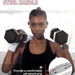 Garvee 5-50 LB Hex Dumbbell Set of 2, Hand Weights Dumbbells Pair with Cast Iron Core, Rubber Encased Coating and Textured Carbon Steel Handle for Home Gym Strength Training