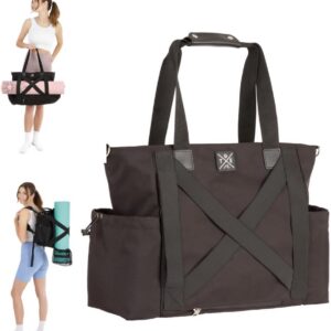 Yoga Mat Bag 4-in-1 Backpack, Tote Bag, Cross Body, Shoulder Bag – Water-Resistant, Durable, with Pockets, fits Thick & XL Mats – Carrier for Women & Men Ideal for Gym, Pilates, and Travel