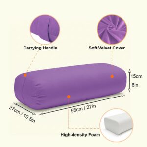 Yoga Bolster Pillow for Restorative & Yin Yoga – Meditation Pillow with Velvet Cover – Rectangular