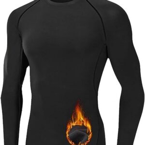 Men’s Thermal Compression Shirt Fleece Lined Long Sleeve Athletic Base Layer Cold Weather Gear Workout Top
