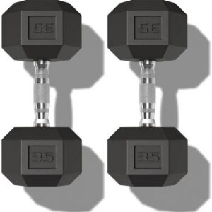 Non-Slip Grip Hex Dumbbells Set of 2-5-50LB Black, Cast Iron Core, Rubber Encased, Anti-Roll Weights for Home Gym Strength Training & Fitness Workouts – Color: Black