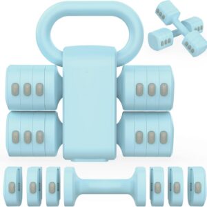 Hezeyferg 2-in-1 Adjustable Dumbbells Set, 4 Levels Weight Dumbbells Set for Women Men, Each 2.2/3.3/4.4/5.5lb Hand Weights with Kettlebell Form for Home Gym Exercise Training
