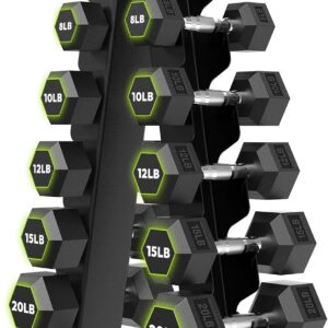 HANDBODE Hex Weights Dumbbell Set with Rack, Half-Pound Increment Rubber Coated Sets for Precision Weight Training & Micro-Loading, Free Hand Weight, Strengthtraining, Exercise, Fitness, Home Gym