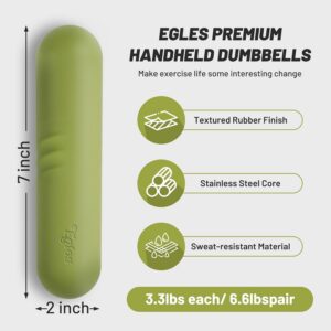Egles Dumbbell Weight Bars for Women & Men, Set of 2 (3.3 LB | 6.6 LB Pair) -Hand Weights for Walking, Strength Training, Yoga, Pilates, Non-Slip Weights, Portable Strength Training