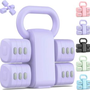 2-in-1 Adjustable Dumbbell Set, Upgraded 4 Levels Hand Weights for Women Men, Each 2.2/3.3/4.4/5.5lb, Convertible Weights Dumbbells and Kettlebell Set for Home Gym Exercise & Fitness