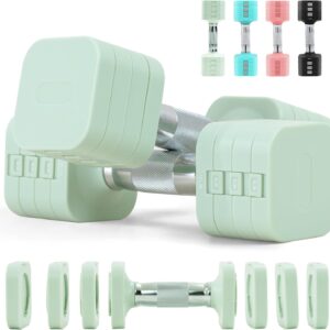 20LBS Adjustable Dumbbell Set, 4 in 1 Free Weights Dumbbells Set for,4lb 6lb 8lb 10lb, with Metal Non Slip Handle，Quick Change，Home Gym Strength Training Equipment for Men and Women