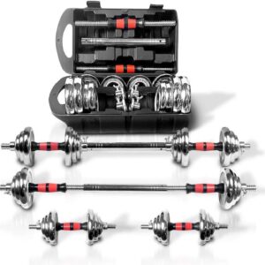 Generic Adjustable Dumbbell Set 44lbs Home Gym Cast Iron Barbell Sets with Carry Box, Office Bedroom Workout Dumbbells for Men, Women, Sold as A Pair., Silver