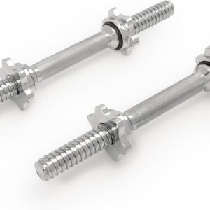 & Fitness Standard Threaded Dumbbell Handle Pairs – 14″ and 24″ Chrome Options with Star-Lock Collars, Solid Steel, Fits 1″ Plates, Knurled Grip