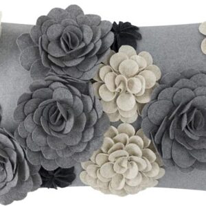KINGROSE 3D Flower Throw Pillow Cover Decorative Pillow Case Elegant Cushion Cover for Home Decor Sofa Couch Bedroom 12 X 20 Inches Grey