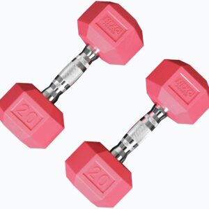 NEXO Pink Rubber Hex Dumbbells Commercial Grade Rubber Hex Dumb Bell Weight