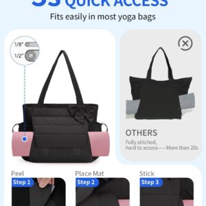 Wandering Nature Bow Tote Bag for Work Fits 40oz Tumbler, Yoga Bag with Wet Pocket & Yoga Mat Pocket, Commute, Gym, Travel