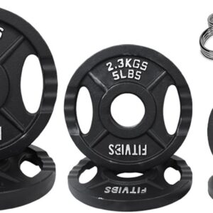 Olympic 2-Inch Cast Iron Plate Weight Plate for Strength Training and Weightlifting, Two Hole Style, 35LB Set