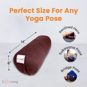 Sol Living Yoga Bolster Pillow Rectangular Meditation Cushion Cotton Meditation Accessories for Restorative Yoga Meditation Pillow Yoga Pillow Firm Body Pillow Bolster Pillow for Legs Removable Cover