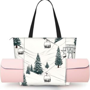 Women’S Yoga Bag With Yoga Mat Carrier Large Shoulder Bag Cowboy Black Hat Western Boots Carryall Tote For Travel Office Beach Gym