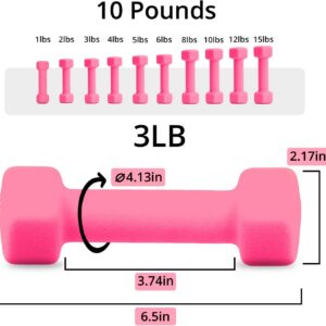 Portzon Weights Dumbbells 10 Colors Options Compatible with Set of 2 Neoprene Dumbbells Set,1-15 LB, Hand Weights for Exercise and Muscle Toning ，Anti-Slip, Anti-roll, Hex Shape
