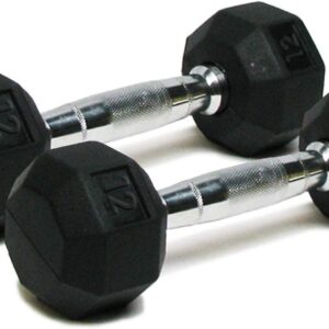 Dumbbells Hand Weights Set of 2 – Rubber Hex Chrome Handle Exercise & Fitness Dumbbell for Home Gym Equipment Workouts Strength Training Free Weights for Women, Men