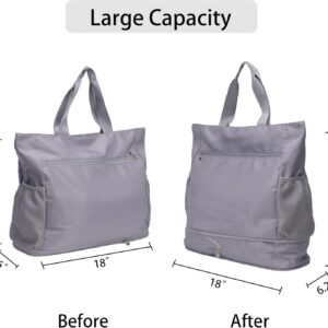 Waterproof Travel Yoga Gym Tote Bag for Women With Yoga Mat Holder Carrier & Wet Pocket Fits Your All Stuff for Pilates,Hot Yoga,Gym,Home Fitness,Travel, Swimming and Daily Use