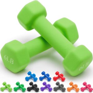 Portzon Weights Dumbbells 10 Colors Options Compatible with Set of 2 Neoprene Dumbbells Set,1-15 LB, Hand Weights for Exercise and Muscle Toning ，Anti-Slip, Anti-roll, Hex Shape