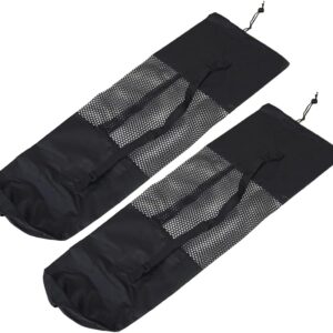 luzen 2Pcs Portable Yoga Mat Bag Exercise Yoga Mat Carry Mesh Bag with Adjustable Shoulder Strap Yoga Accessories for Women and Men, Black