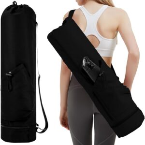 sportsnew Yoga Mat Bag with Water Bottle Pocket and Bottom Wet Pocket, Exercise Yoga Mat Carrier Multi-Functional Storage Bag, Patent pending