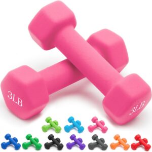 Portzon Weights Dumbbells 10 Colors Options Compatible with Set of 2 Neoprene Dumbbells Set,1-15 LB, Hand Weights for Exercise and Muscle Toning ，Anti-Slip, Anti-roll, Hex Shape