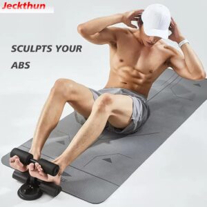 Black Sit Up Bar for Home Workouts – Abs Exercise Equipment with Foot Holder & Suction Cup Anchor