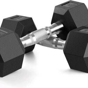Portzon 8 Colors Options Compatible with Set of 2 Rubber Dumbbell Weight, 5-50 LB, Anti-Slip, Anti-roll, Hex Shape