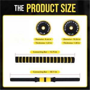 Adjustable Dumbbell Set, 30/33/44 Lbs Free Weight Dumbbells Set with Connector, 2-in-1 Exercise & Fitness Dumbbells Set for Home Gym, Suitable for Men/Women