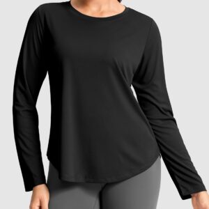 SANTINY Lightweight Long Sleeve Workout Tops for Women Breathable Gym Yoga Athletic Running Hiking Top UPF 50+ Sun Shirts