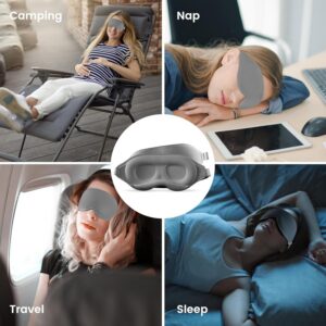 Audree Sleep Eye Mask for Men and Women – Perfect Blackout 3D Eye Mask for Restful Sleep | 100% Light Blocking with Nose Bridge Design | Soft Comfort Eye Shade Cover for Travel, Yoga, Naps (Gray)