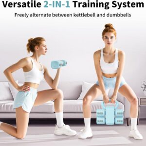 Hezeyferg 2-in-1 Adjustable Dumbbells Set, 4 Levels Weight Dumbbells Set for Women Men, Each 2.2/3.3/4.4/5.5lb Hand Weights with Kettlebell Form for Home Gym Exercise Training